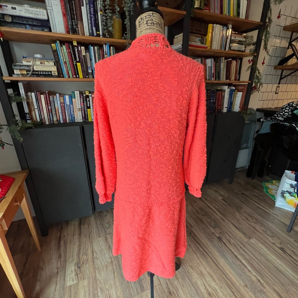 St. John Coral Textured Long Sleeve Dress - Picture 7 of 10